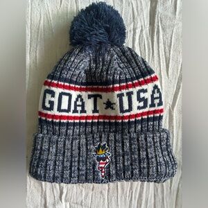 OSFA GOAT USA Men’s Beanie with Pom - OS Blue Fleece Lined